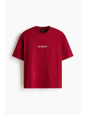 Buy H&M Men Red Relaxed Fit Printed T-Shirt XS