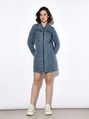 ONLY Abito In Denim ONLALMA Short Dress - Maniche Lunghe, Vestibilità Normale