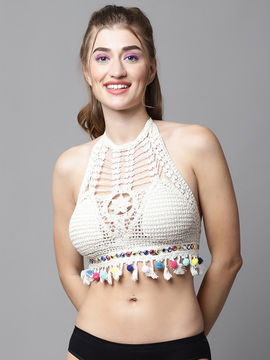 PrettyCat Women Summer Beach Crochet Bralette Knit Bra Bikini
