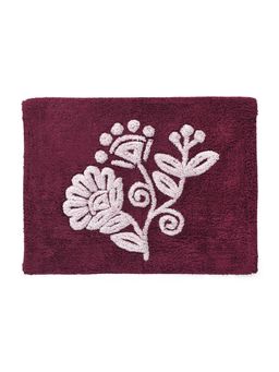 Saral Home - Purple Cotton Bath Mat With Contour 45x60 cm, 45x50 cm (Pack of 2)