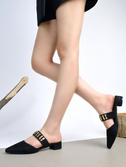 HVNLY by Shoetopia - Womens Black Mules Heels