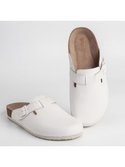 NoStrain - Mens Mule Cork With An Adjustable Buckle - White