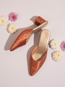 UrbanSway - Kesari Mules Heels - Orange