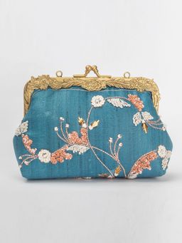 Vareli Bafna - Designs Shehajadi Teal Blue Clutch