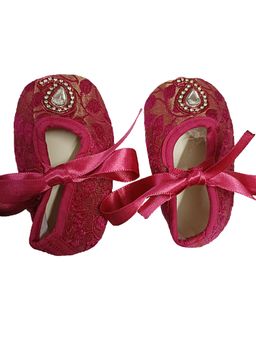 Coco Candy - Brocade Ribbon Booties - Hot Pink
