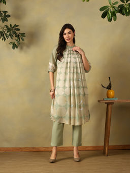 Mamicha - Sage Green Meher Printed Kurta and Pant