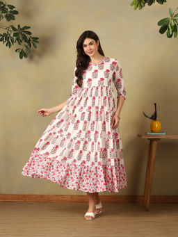 Mamicha - Pink Advika Tiered Anarkali Dress