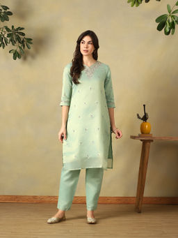Mamicha - Mint Green Reet Straight Kurta and Pant