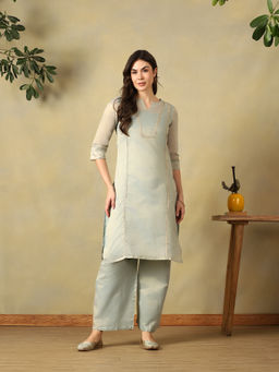 Mamicha - Sea Grey Ira Straight Kurta and Pant