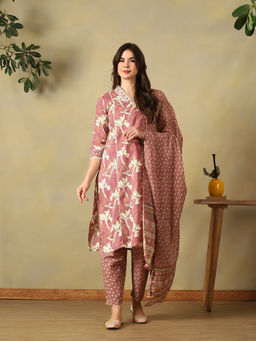 Mamicha - Mauve Tara Straight Kurta with Pant & Dupatta