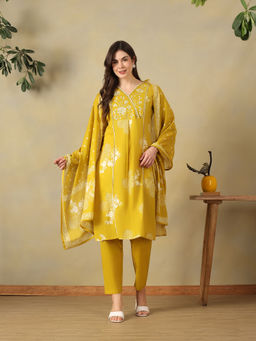 Mamicha - Yellow Rupali Kurta with Pant & Dupatta