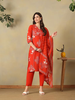 Mamicha - Orange Kalyani Kurta with Pant & Dupatta