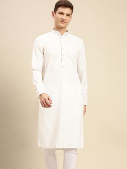 Sanwara - Men White Cotton Chikankari Embroidery Kurta