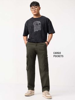 The Souled Store - Men Olive Smoky Truffle Cargo