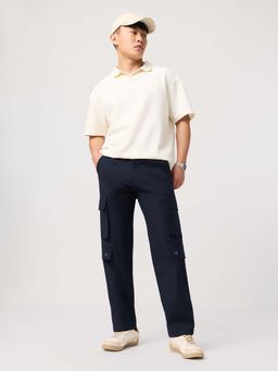 The Souled Store - Men Navy Blue Solid Cargo