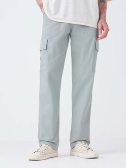 The Souled Store - Men Light Grey Solid Cargo