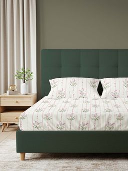 Urban Space - Serene 200 Tc Cotton Bedsheets with Pillow Cover Pink (King)