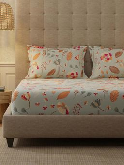 Urban Space - Florence Grey Cotton Bedsheet with 2 Pillow Covers (King)