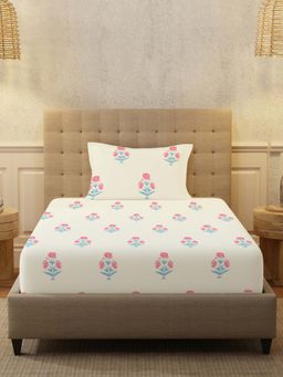 Urban Space - Cotton Bedsheet with Pillow Cover - Sunflower Pink (Single)