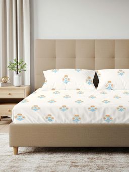 Urban Space - Cotton Fitted Bedsheet with Pillow Covers - Sunflower Yellow (King)