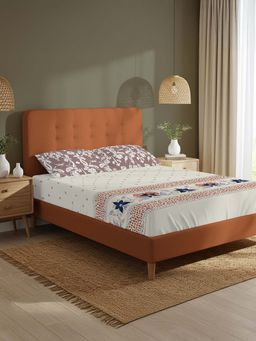 Urban Space - Serene 200 Tc Cotton Bedsheets With 2 Pillow Covers Ivy Bloom Terra King