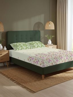 Urban Space - Serene 200 Tc Cotton Bedsheets With 2 Pillow Covers Vine Sage Green King