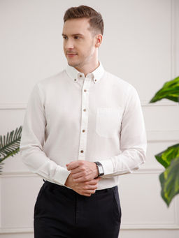 THE FORMAL CLUB - White Breeze Linen Full Sleeves Shirt