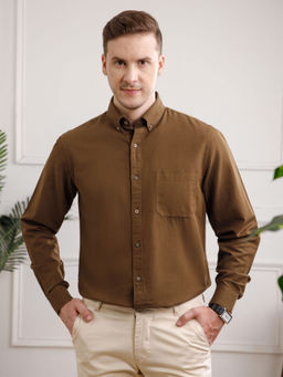 THE FORMAL CLUB - Brown Breeze Linen Full Sleeves Shirt