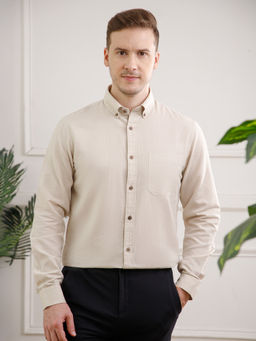 THE FORMAL CLUB - Beige Breeze Linen Full Sleeves Shirt