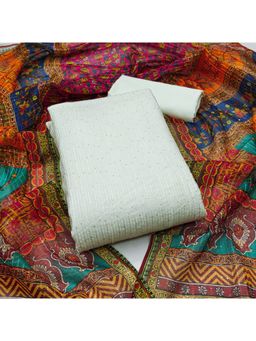 Zeepkart - Chanderi Silk Maroon Colour Embellished Unstitched Kurta and Bottom with Dupatta (Set of 3)