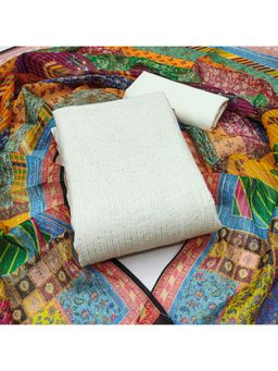 Zeepkart - Chanderi Silk Multi-Color Colour Unstitched Kurta and Bottom with Dupatta (Set of 3)