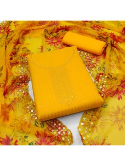 Zeepkart - Georgette Silk Mustard Colour Unstitched Kurta and Bottom with Dupatta (Set of 3)