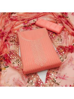 Zeepkart - Georgette Silk Orange Colour Unstitched Kurta and Bottom with Dupatta (Set of 3)