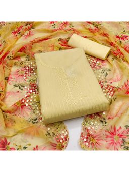 Zeepkart - Georgette Silk Yellow Colour Unstitched Kurta and Bottom with Dupatta (Set of 3)