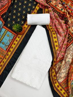 Zeepkart - Georgette Silk Mustard Colour Unstitched Kurta and Bottom with Dupatta (Set of 3)