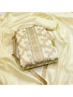 Zeepkart - Chanderi Silk Off White Colour Woven Unstitched Kurta and Bottom with Dupatta (Set of 3)