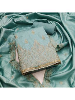 Zeepkart - Cotton Silk Turquoise Colour Unstitched Kurta and Bottom with Dupatta (Set of 3)