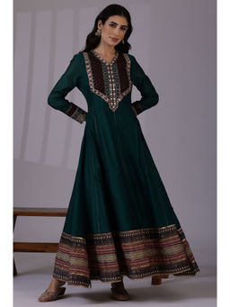 W - Green Embroidered Maxi Dress