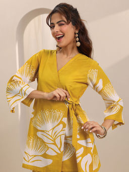 Libas - Yellow Floral Tunic and Palazzo (Set of 2)