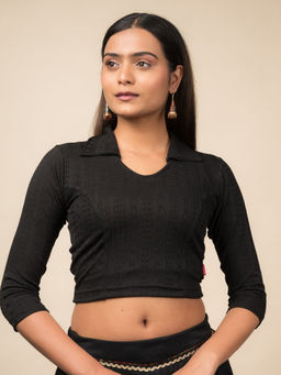 BINDIGASM'S ADVI - Black Self Design Stitched Blouse