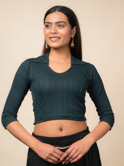 BINDIGASM'S ADVI - Green Self Design Stitched Blouse