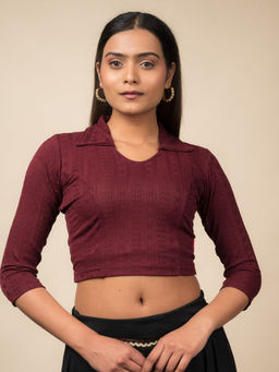 BINDIGASM'S ADVI - Wine Self Design Stitched Blouse