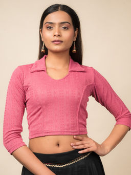 BINDIGASM'S ADVI - Pink Self Design Stitched Blouse