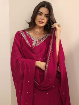 Libas - Pink Embroidered Kurta with Pant and Dupatta (Set of 2)