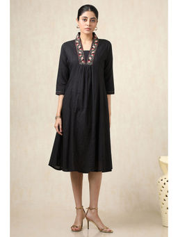 Soch - Black Floral Knee Length Dress