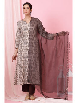 Folksong - Brown Embroidered Dupatta
