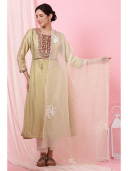 Folksong - Off White Embroidered Dupatta