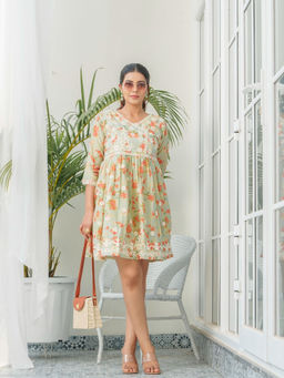 Autumnlane - Green Floral Mini Dress