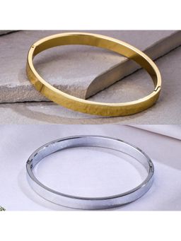 Gahan - Mens Gold & Silver Metal Brass Plated Interlock Kada Bracelets (Pack of 2)