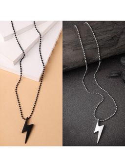 Gahan - Men Black & Silver Flash Pendant with Chain (Pack of 2)